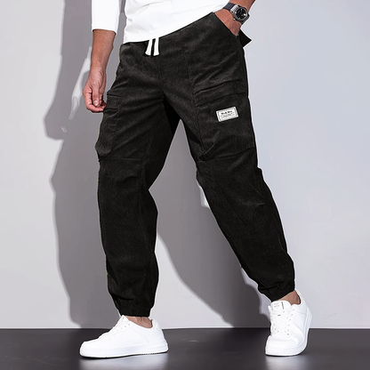 Men’s Corduroy Joggers with Cargo Multi-Pocket Design