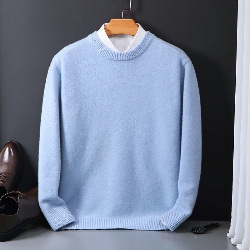 Men’s Crewneck Wool-Blend Sweater with Ribbed Edges