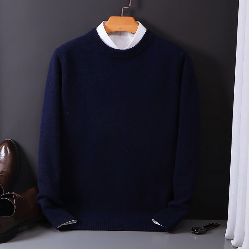 Men’s Crewneck Wool-Blend Sweater with Ribbed Edges