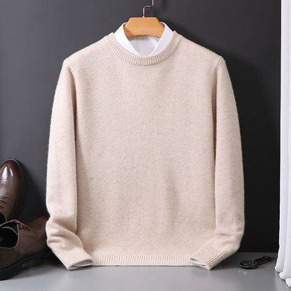 Men’s Crewneck Wool-Blend Sweater with Ribbed Edges