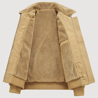 Men’s Fleece-Lined Cotton Jacket with Zip Front