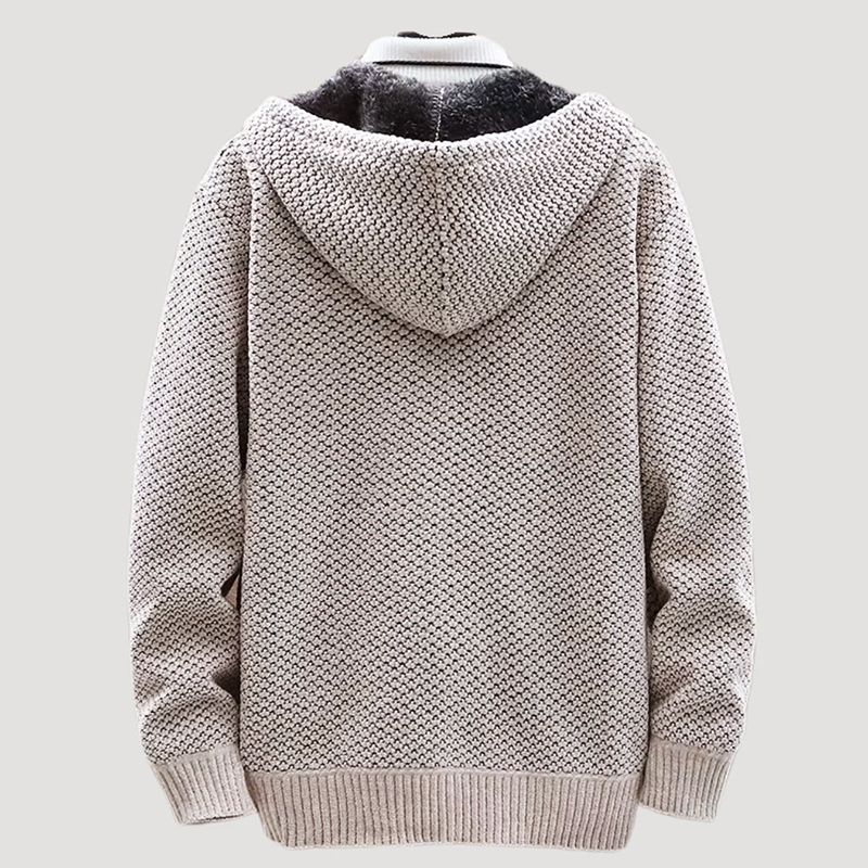 Men’s Jacquard Knit Hoodie with Fleece Lining