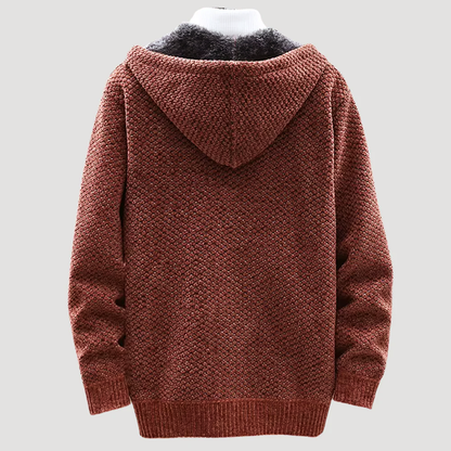 Men’s Jacquard Knit Hoodie with Fleece Lining