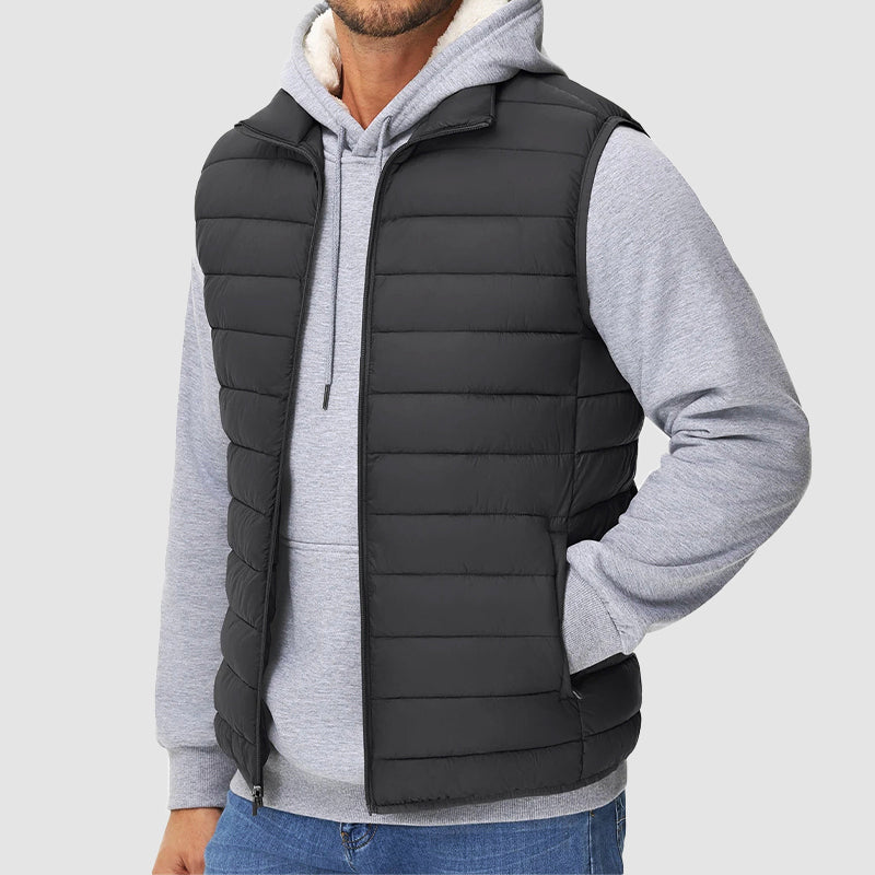 Men’s Quilted Puffer Vest with Packable Design