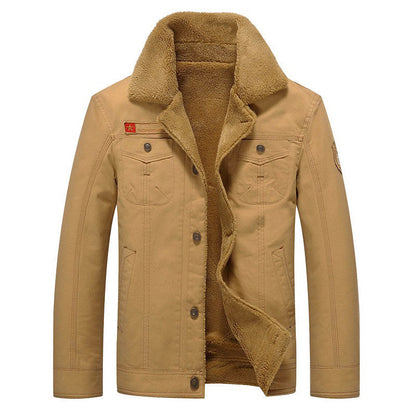 Men’s Sherpa-Lined Cotton Jacket with Button-Up Closure
