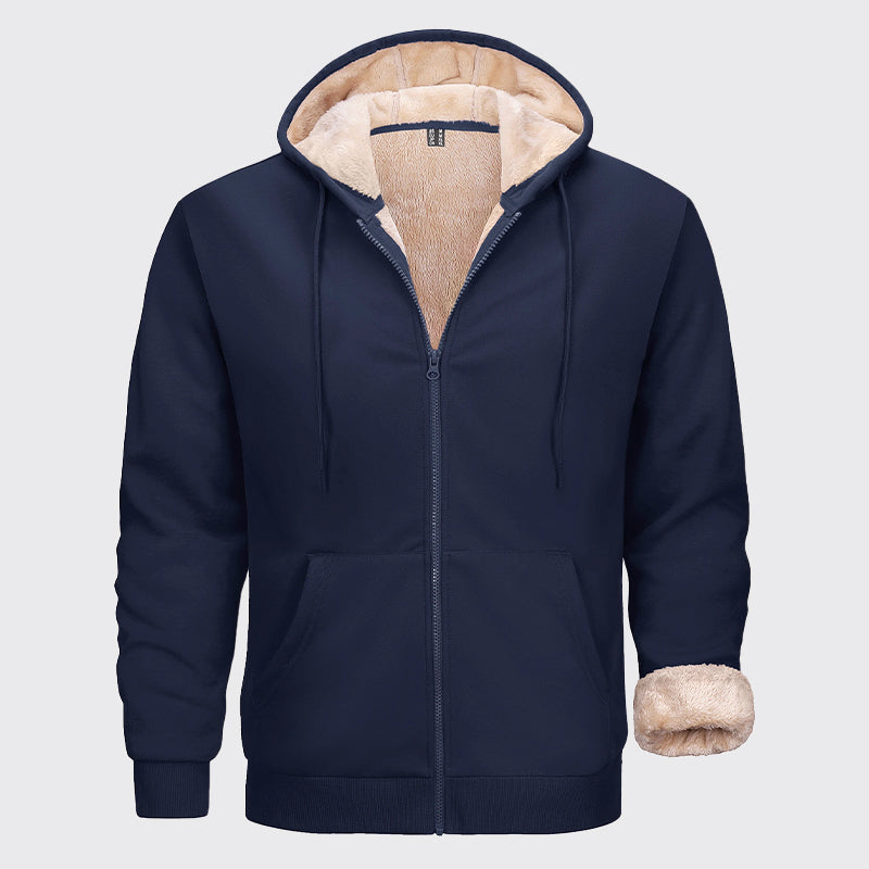 Men’s Sherpa-Lined Hoodie with Full Zipper