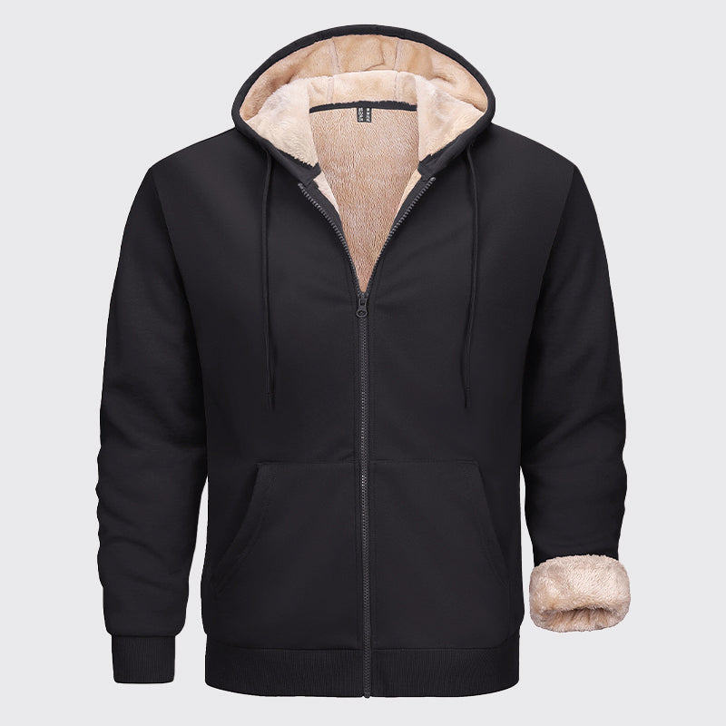 Men’s Sherpa-Lined Hoodie with Full Zipper