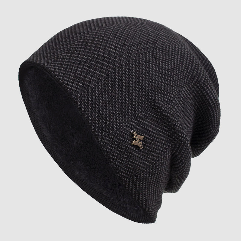 Men’s Slouch Knit Beanie with Fleece Interior