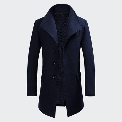 Men’s Winter Merino Wool Blend Coat with High Collar