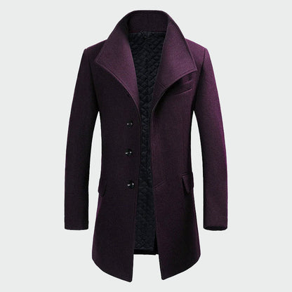Men’s Winter Merino Wool Blend Coat with High Collar