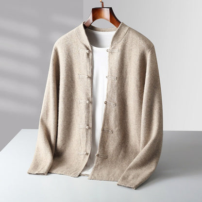 Men’s Wool Cardigan with Button Loop Closure