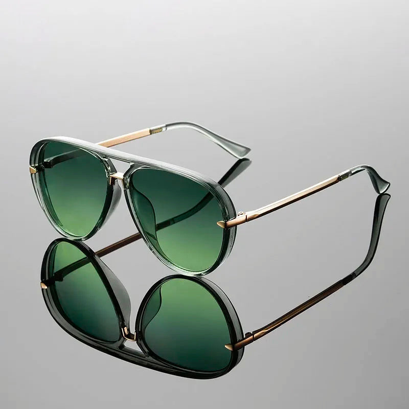 Oversized Aviator Frame Sunglasses with Tinted Lenses