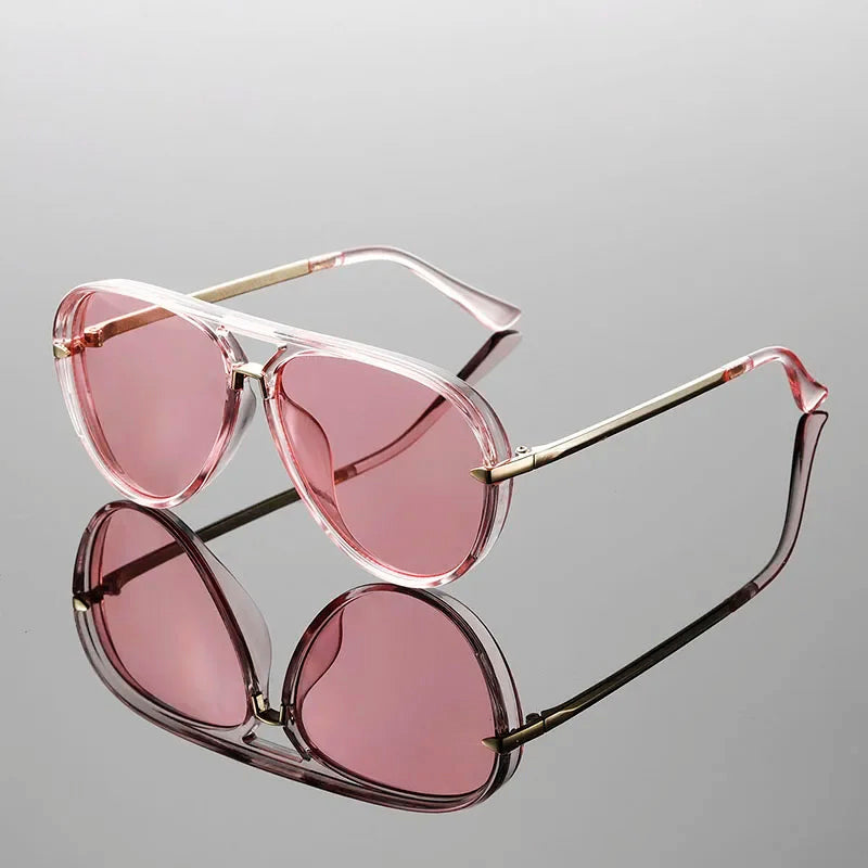Oversized Aviator Frame Sunglasses with Tinted Lenses
