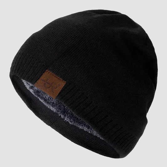 Ribbed Knit Beanie with Fleece Lining
