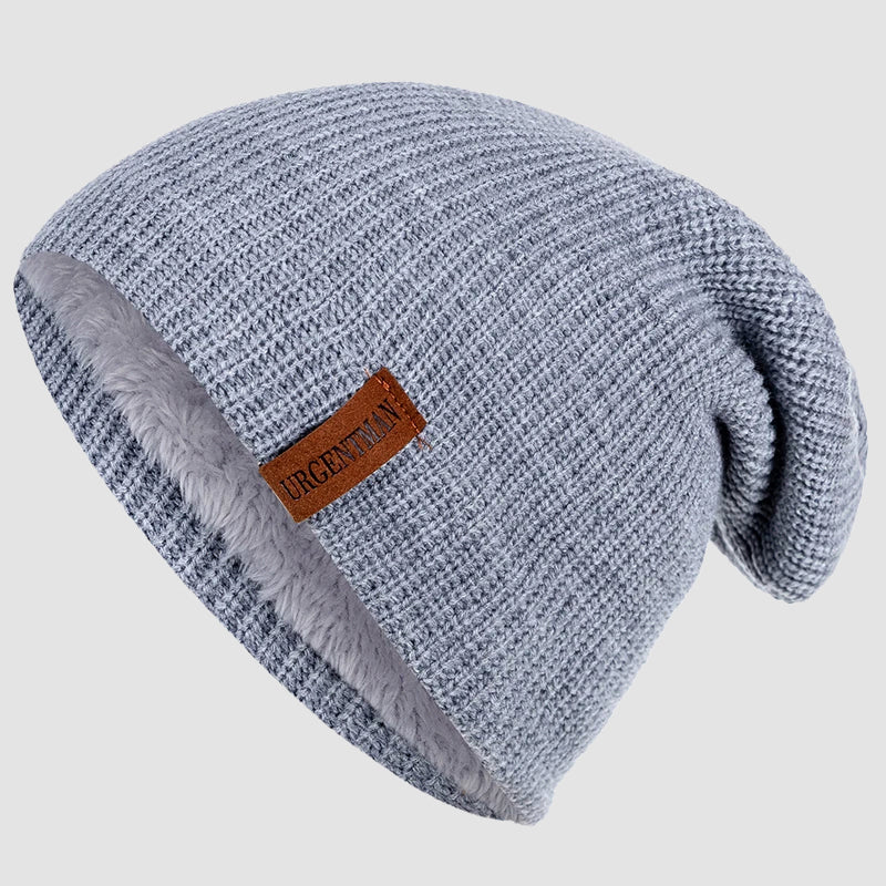 Slouchy Knit Beanie with Fleece Interior