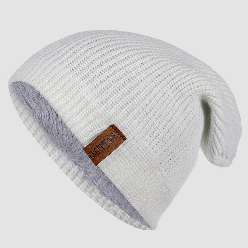 Slouchy Knit Beanie with Fleece Interior