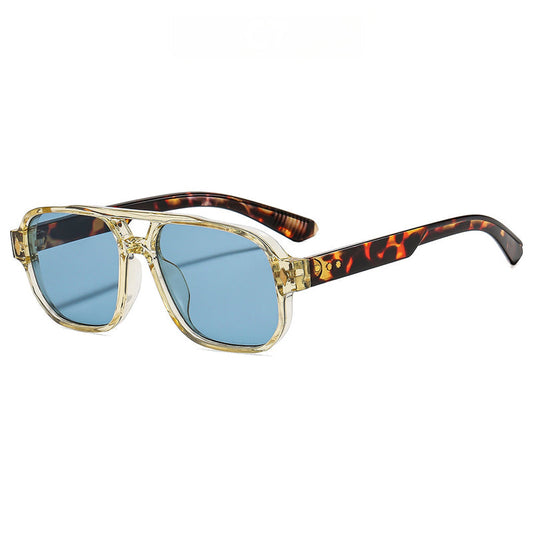 Square Frame Sunglasses with Double Bridge Detail