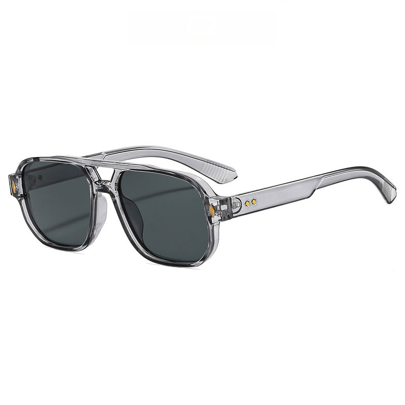 Square Frame Sunglasses with Double Bridge Detail