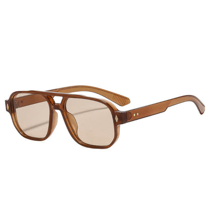 Square Frame Sunglasses with Double Bridge Detail