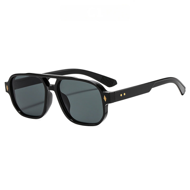 Square Frame Sunglasses with Double Bridge Detail