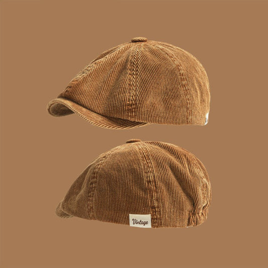 Vintage-Look Corduroy Newsboy Cap