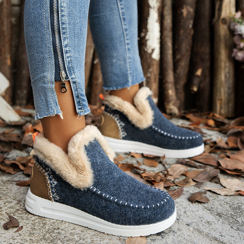 Women’s Cozy Slip-On Winter Boots with Fur Lining