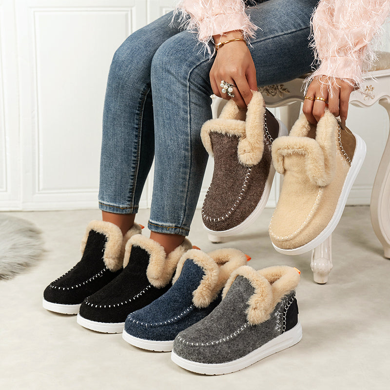 Women’s Cozy Slip-On Winter Boots with Fur Lining