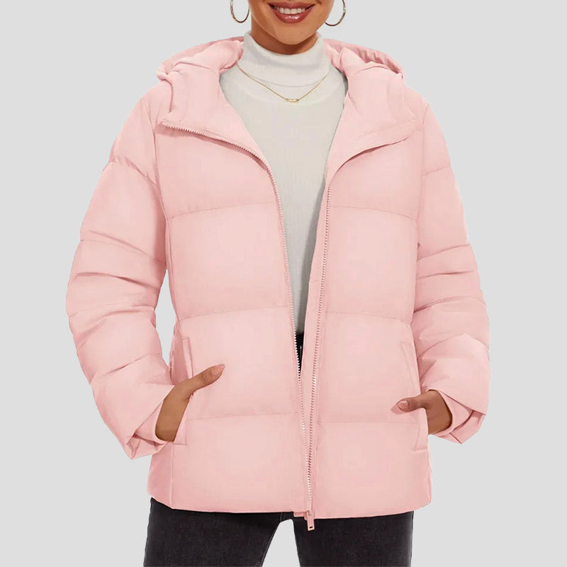 Women’s Down Puffer Jacket with Hood and Water-Resistant Shell