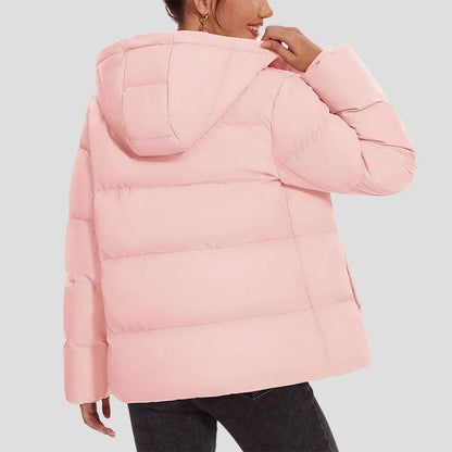Women’s Down Puffer Jacket with Hood and Water-Resistant Shell