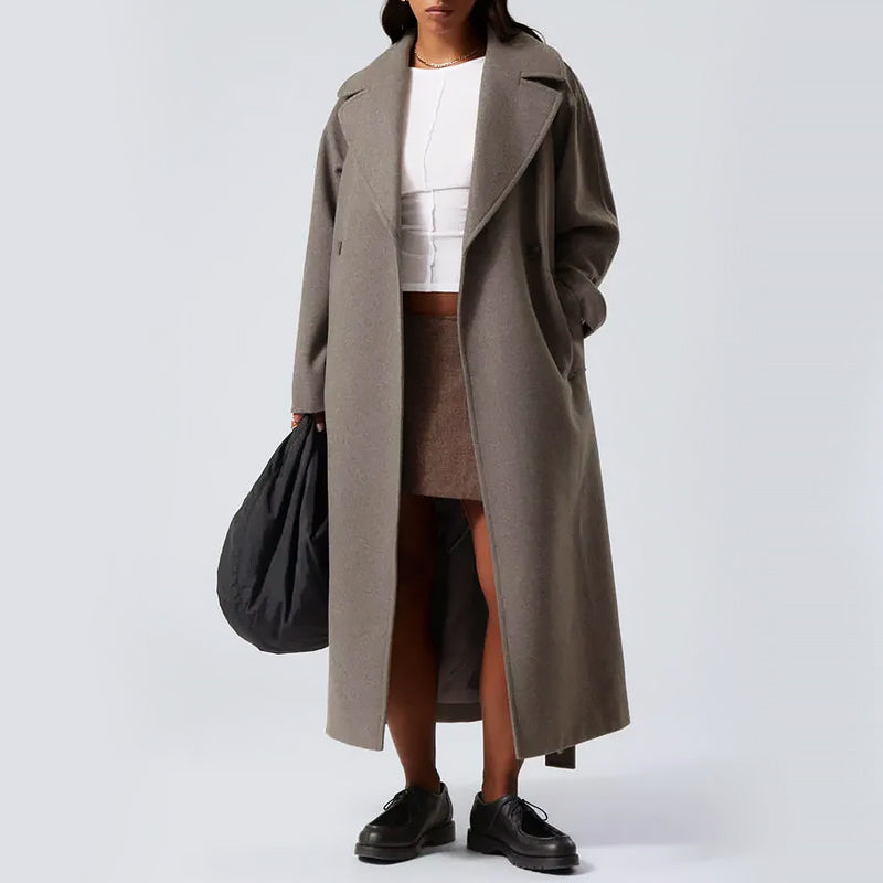 Women’s Floor-Length Wool Blend Overcoat