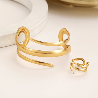 Women’s Open Curve Bracelet and Ring Set