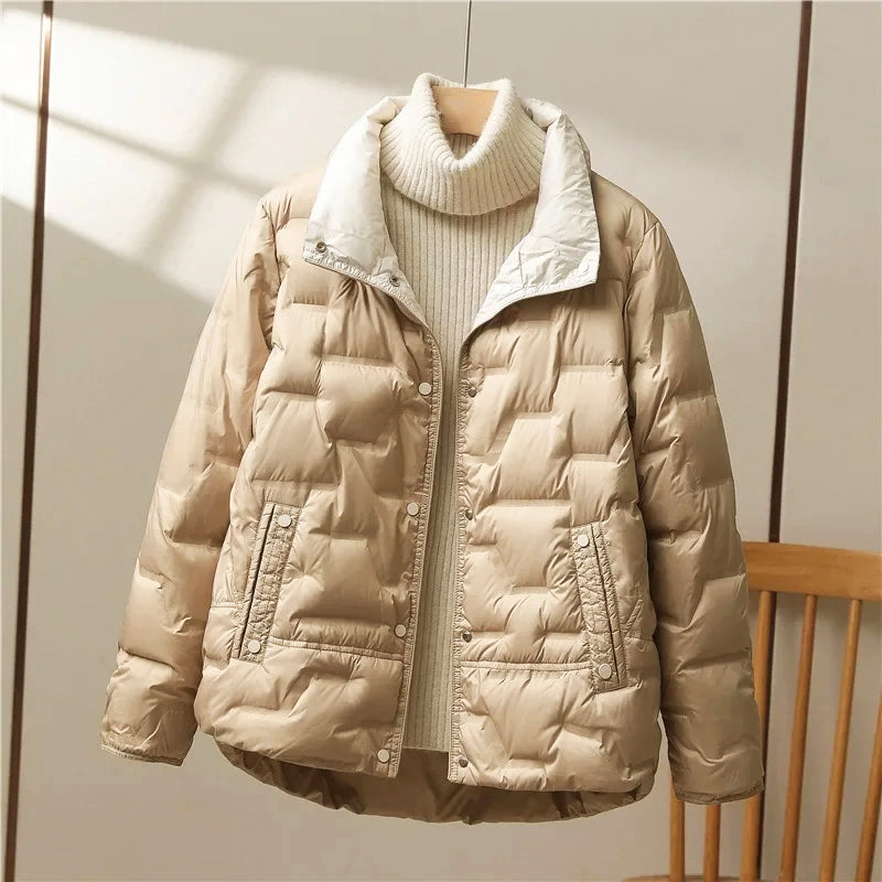 Women’s Short Quilted Jacket with Down Blend Filling