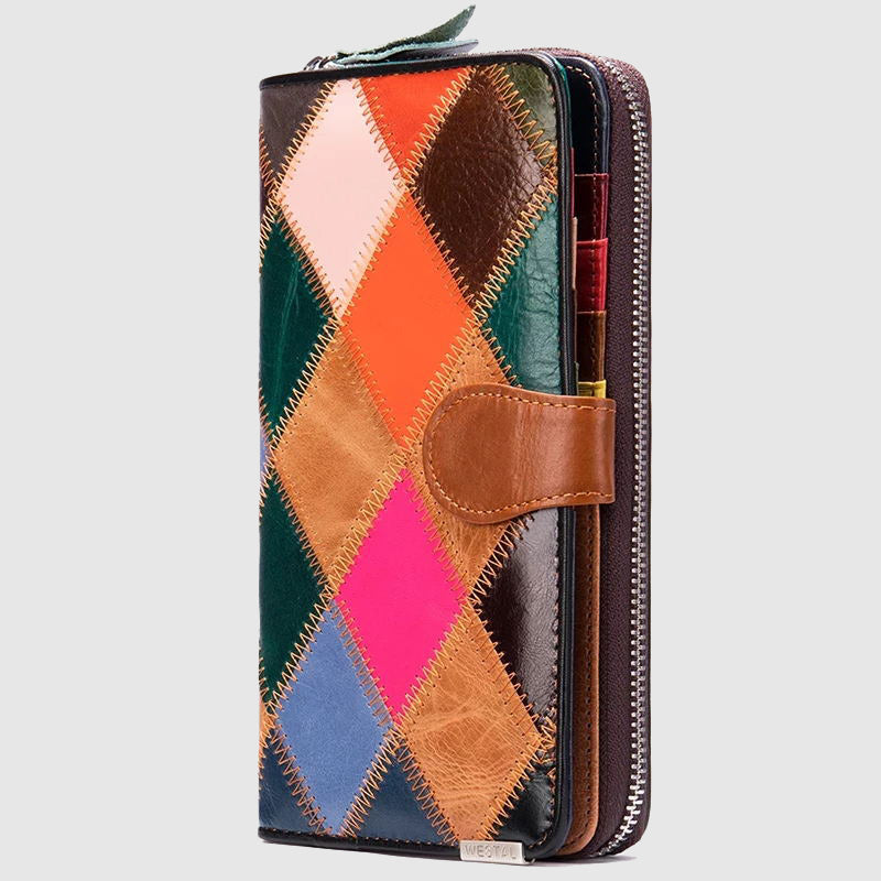 Emie-Daly Patchwork Genuine Leather Wallet