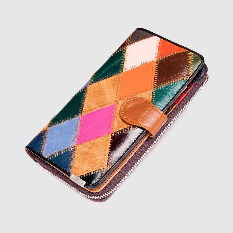 Emie-Daly Patchwork Genuine Leather Wallet