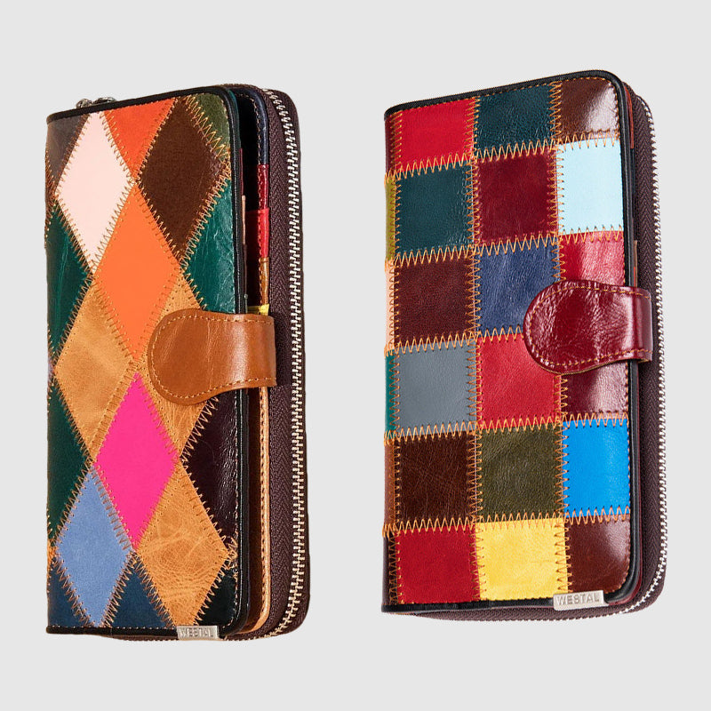 Emie-Daly Patchwork Genuine Leather Wallet