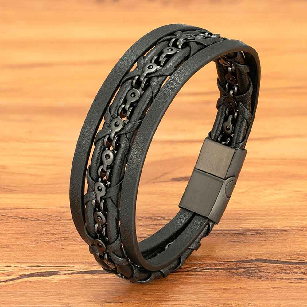 Ironheart Stainless Steel Leather Bracelet