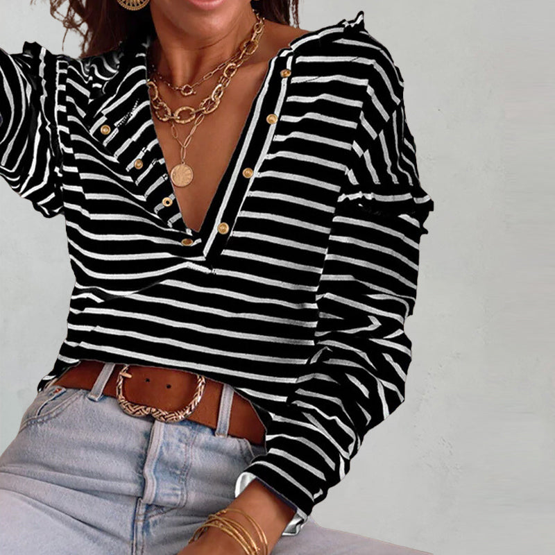 Olivia Striped Breezy Long-Sleeve Shirt