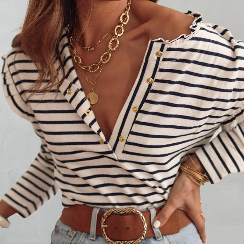 Olivia Striped Breezy Long-Sleeve Shirt