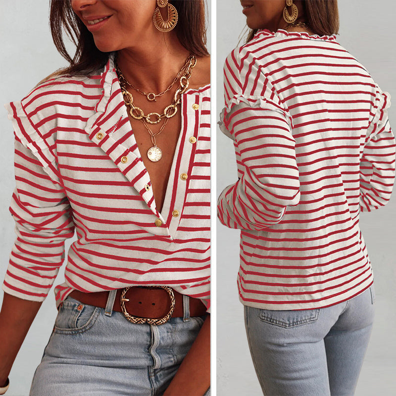 Olivia Striped Breezy Long-Sleeve Shirt