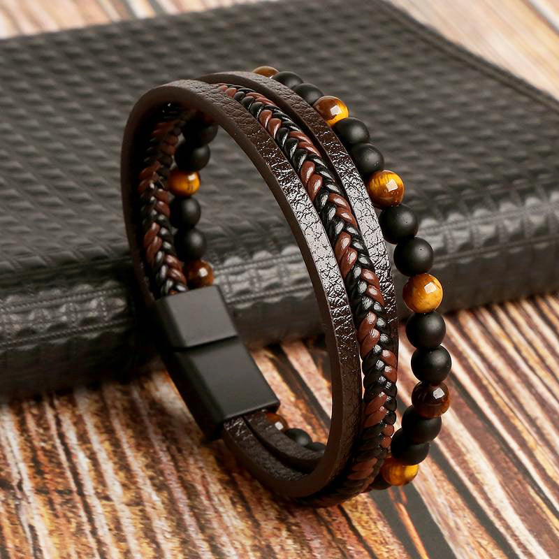 Theros Leather Beaded Bracelet